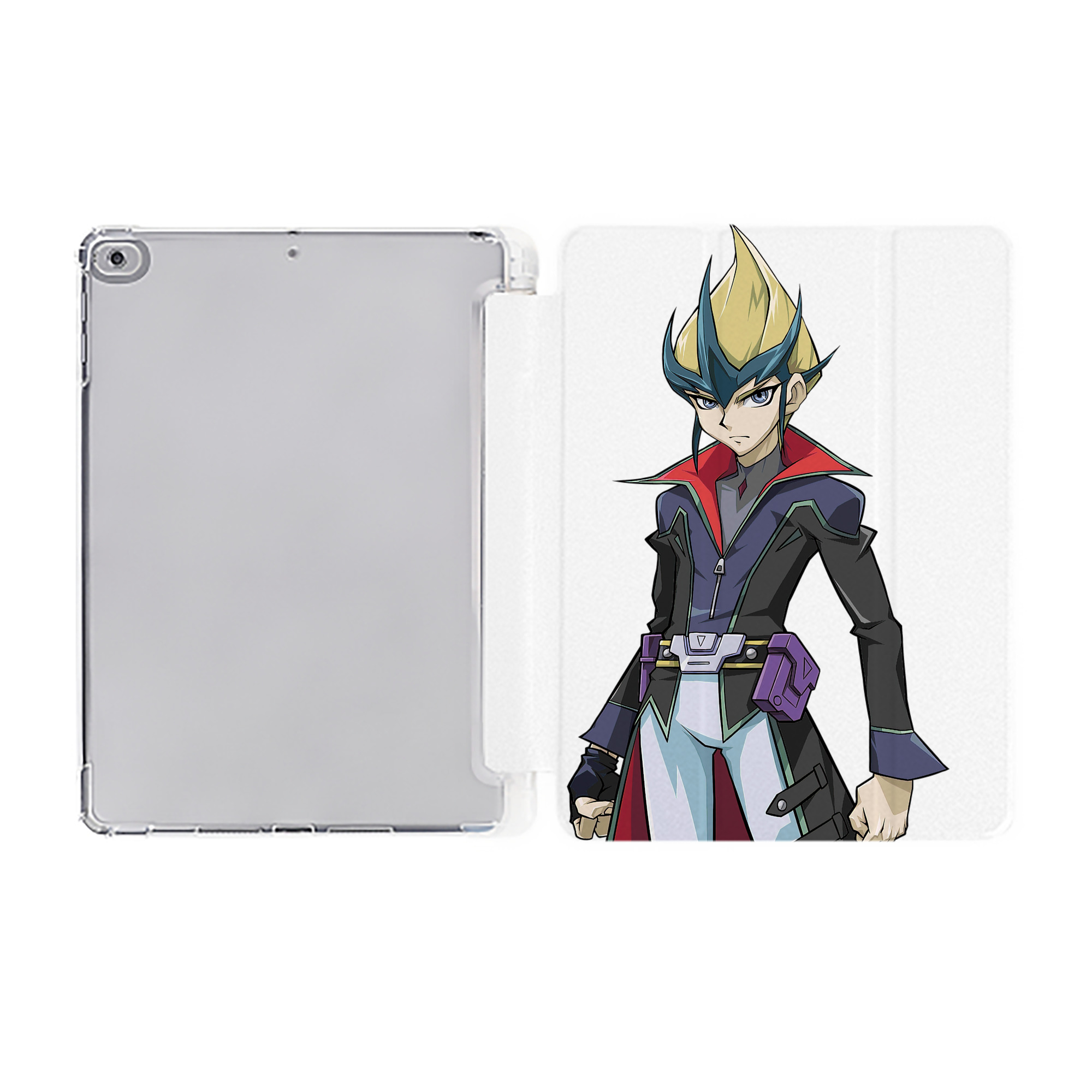 （画像用） 遊☆戯☆王 Yu-Gi-Oh! IPad ケース ペン収納付き 三つ折りスタンド PUレザー×シリコン 対応機種9.5/10.5/10.9インチ